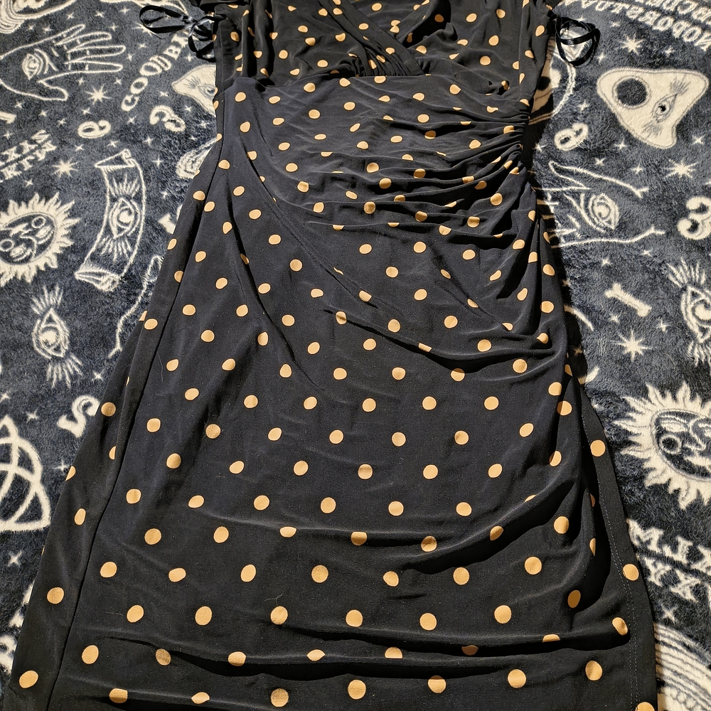 Polo by Ralph Lauren Black and Gold Polka Dot Dress